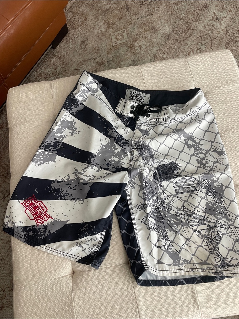 Black & White Graphic Men's Swim Board Shorts